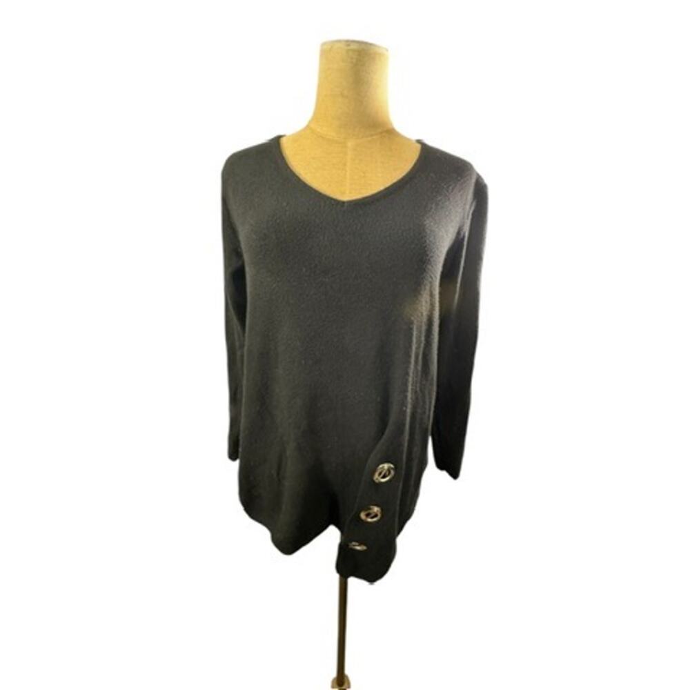 "JANE & JOHN" Women's Sweater SZ M Turkey Boutique Asymmetrical Hem Quiet Luxury